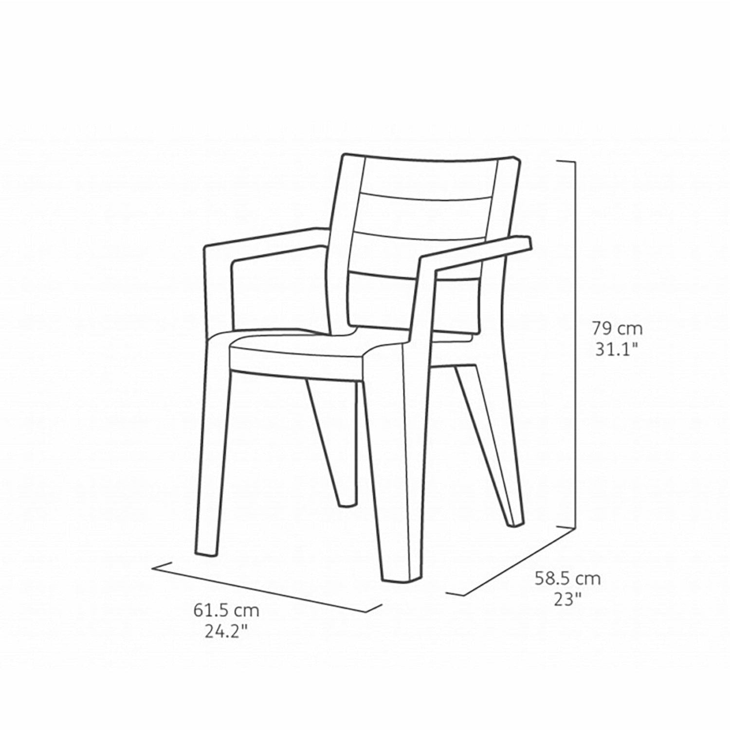 KETER - Sedia da giardino Julie grafite in resina - h79x61,5x58,5 cm